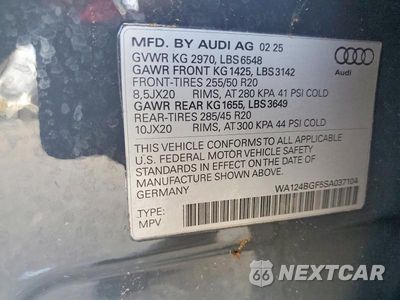 Zdjęcie 13 z 13 samochodu: 2025 AUDI Q6 E-TRON PREMIUM PLUS VIN:WA124BGF5SA037104 - miniatura