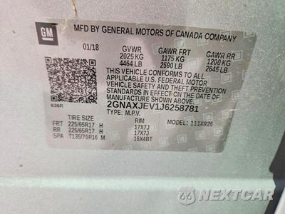 Zdjęcie 13 z 13 samochodu: 2018 CHEVROLET EQUINOX LT VIN:2GNAXJEV1J6258781 - miniatura
