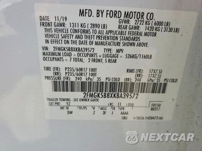 Zdjęcie 14 z 14 samochodu: 2019 FORD FLEX SE VIN:2FMGK5B8XKBA39572 - miniatura