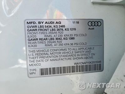 Zdjęcie 13 z 13 samochodu: 2019 AUDI Q5 PRESTIGE VIN:WA1CNAFY0K2023345 - miniatura