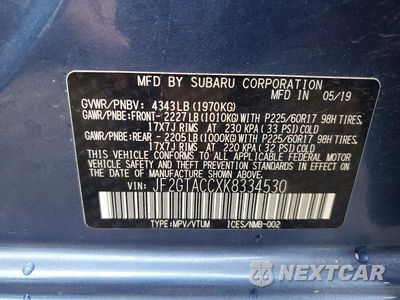 Zdjęcie 13 z 13 samochodu: 2019 SUBARU CROSSTREK PREMIUM VIN:JF2GTACCXK8334530 - miniatura