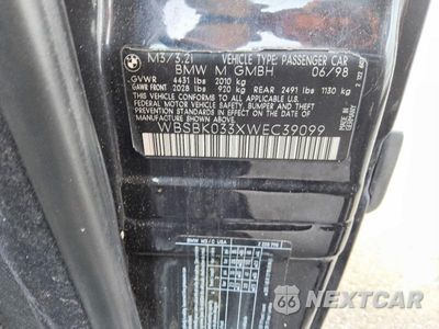 Zdjęcie 13 z 13 samochodu: 1998 BMW M3 AUTOMATIC VIN:WBSBK033XWEC39099 - miniatura
