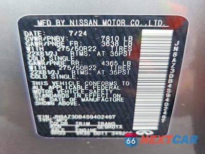 Zdjęcie 14 z 14 samochodu: 2025 INFINITI QX80 SENSORY VIN:JN8AZ3DB4S9402467 - miniatura