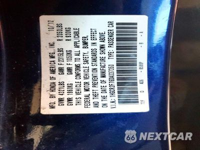 Zdjęcie 12 z 12 samochodu: 2013 HONDA ACCORD EX VIN:1HGCR2F76DA037350 - miniatura