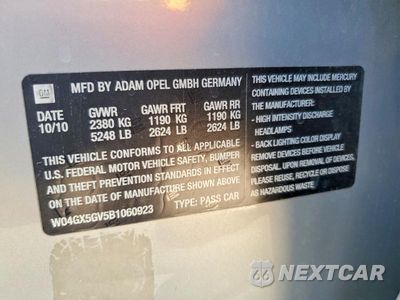 Zdjęcie 13 z 13 samochodu: 2011 BUICK REGAL CXL VIN:W04GX5GV5B1060923 - miniatura