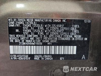 Zdjęcie 13 z 13 samochodu: 2010 TOYOTA RAV4 BASE VIN:2T3BK4DV8AW019098 - miniatura