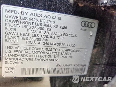 Zdjęcie 14 z 14 samochodu: 2019 AUDI Q7 PREMIUM VIN:WA1AHAF71KD039466 - miniatura