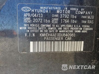 Zdjęcie 12 z 12 samochodu: 2013 HYUNDAI ELANTRA LIMITED VIN:KMHDH4AE0DU840981 - miniatura