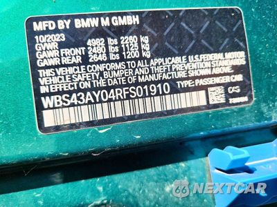 Zdjęcie 13 z 13 samochodu: 2024 BMW M3 COMPETITION VIN:WBS43AY04RFS01910 - miniatura