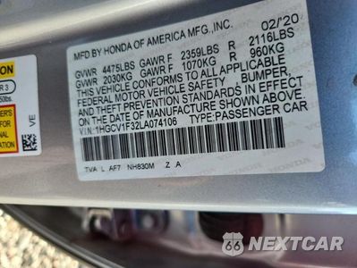 Zdjęcie 12 z 12 samochodu: 2020 HONDA ACCORD SPORT VIN:1HGCV1F32LA074106 - miniatura