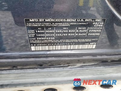 Zdjęcie 13 z 13 samochodu: 2010 MERCEDES-BENZ ML 350 4MATIC VIN:4JGBB8GBXAA601612 - miniatura
