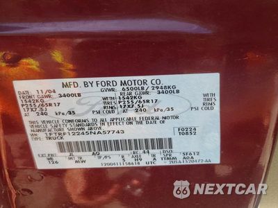 Zdjęcie 12 z 12 samochodu: 2005 FORD F150 VIN:1FTRF12245NA57743 - miniatura