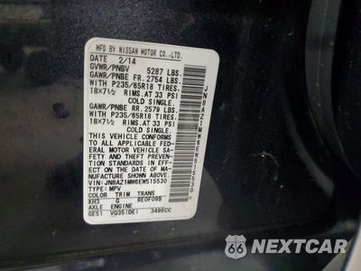 Zdjęcie 13 z 13 samochodu: 2014 NISSAN MURANO SL VIN:JN8AZ1MW6EW515530 - miniatura