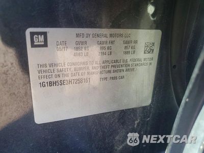 Zdjęcie 13 z 13 samochodu: 2017 CHEVROLET CRUZE LT VIN:1G1BH5SE3H7258161 - miniatura