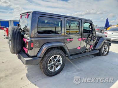 Trzecie zdjęcie samochodu z tyłu: 2018 JEEP WRANGLER UNLIMITED SAHARA VIN:1C4HJXEN4JW245928 - miniatura