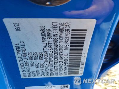 Zdjęcie 12 z 12 samochodu: 2022 HONDA CIVIC SPORT VIN:19XFL2H87NE012183 - miniatura