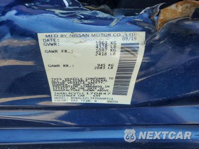 Zdjęcie 12 z 12 samochodu: 2020 NISSAN ALTIMA SR VIN:1N4BL4CV7LC170847 - miniatura
