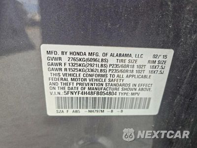 Zdjęcie 13 z 13 samochodu: 2015 HONDA PILOT EX VIN:5FNYF4H48FB054804 - miniatura