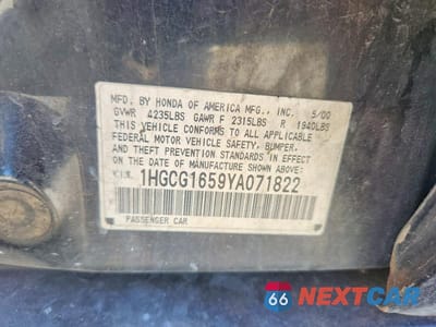 Zdjęcie 12 z 12 samochodu: 2000 HONDA ACCORD EX VIN:1HGCG1659YA071822 - miniatura