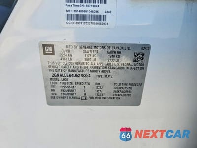Zdjęcie 13 z 13 samochodu: 2013 CHEVROLET EQUINOX LT VIN:2GNALDEK4D6278384 - miniatura