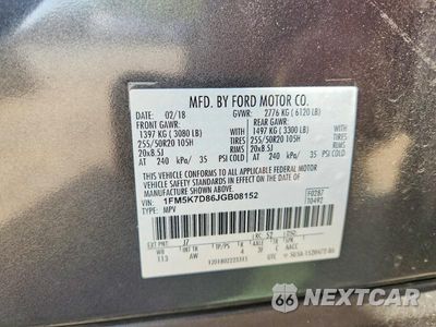 Zdjęcie 13 z 13 samochodu: 2018 FORD EXPLORER XLT VIN:1FM5K7D86JGB08152 - miniatura