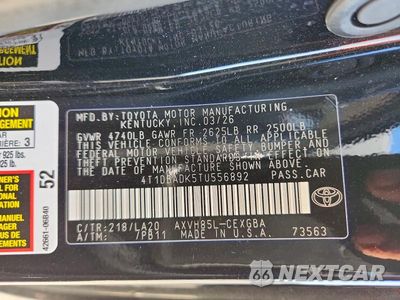 Zdjęcie 12 z 12 samochodu: 2026 TOYOTA CAMRY XLE VIN:4T1DBADK5TU556892 - miniatura