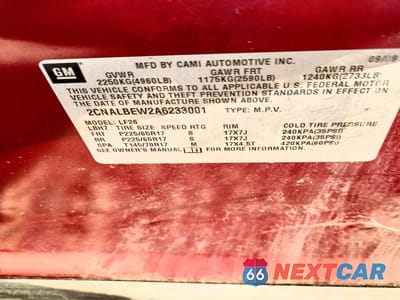 Zdjęcie 13 z 13 samochodu: 2010 CHEVROLET EQUINOX LS VIN:2CNALBEW2A6233001 - miniatura