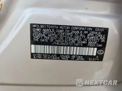 Zdjęcie 12 z 12 samochodu: 2007 LEXUS ES 350 VIN:JTHBJ46GX72116515 - miniatura