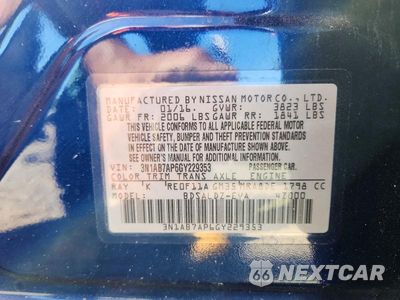 Zdjęcie 12 z 12 samochodu: 2016 NISSAN SENTRA SV VIN:3N1AB7AP6GY229353 - miniatura