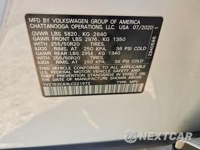 Zdjęcie 13 z 13 samochodu: 2020 VOLKSWAGEN ATLAS CROSS SPORT SE VIN:1V21E2CA3LC221972 - miniatura