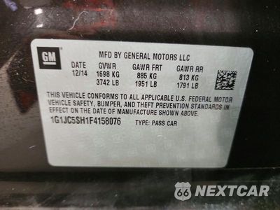 Zdjęcie 12 z 12 samochodu: 2015 CHEVROLET SONIC LT VIN:1G1JC5SH1F4158076 - miniatura