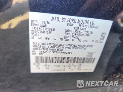 Zdjęcie 13 z 13 samochodu: 2017 FORD EXPLORER SPORT VIN:1FM5K8GT7HGA52366 - miniatura