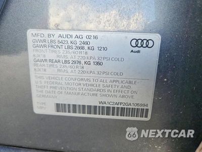 Zdjęcie 13 z 13 samochodu: 2016 AUDI Q5 PREMIUM VIN:WA1C2AFP2GA105994 - miniatura