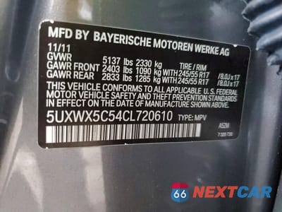 Zdjęcie 13 z 13 samochodu: 2012 BMW X3 XDRIVE28I VIN:5UXWX5C54CL720610 - miniatura