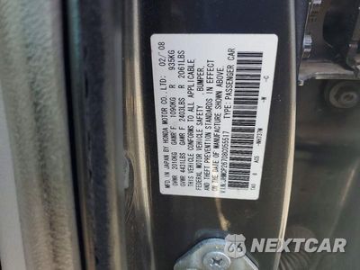 Zdjęcie 12 z 12 samochodu: 2008 HONDA ACCORD EX VIN:JHMCP26708C055517 - miniatura