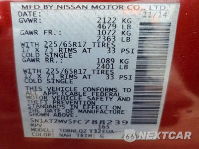 Zdjęcie 13 z 13 samochodu: 2015 NISSAN ROGUE SV VIN:5N1AT2MV5FC788239 - miniatura