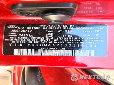 Zdjęcie 12 z 12 samochodu: 2013 KIA OPTIMA LX VIN:5XXGM4A71DG119153 - miniatura