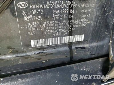 Zdjęcie 12 z 12 samochodu: 2013 HYUNDAI SONATA GLS VIN:5NPEB4AC3DH543724 - miniatura