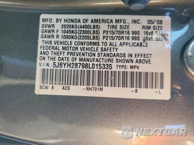 Zdjęcie 14 z 14 samochodu: 2008 HONDA ELEMENT EX VIN:5J6YH28798L015335 - miniatura