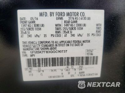 Zdjęcie 13 z 13 samochodu: 2016 FORD EXPLORER LIMITED VIN:1FM5K7F83GGC90737 - miniatura