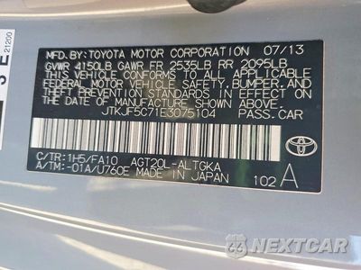 Zdjęcie 12 z 12 samochodu: 2014 SCION TC BASE VIN:JTKJF5C71E3075104 - miniatura