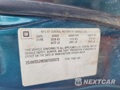 Zdjęcie 12 z 12 samochodu: 1998 BUICK CENTURY CUSTOM VIN:2G4WS52M0W1503070 - miniatura