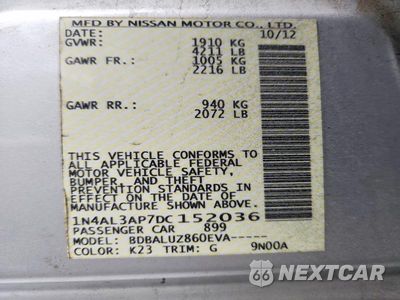 Zdjęcie 12 z 12 samochodu: 2013 NISSAN ALTIMA 2.5 VIN:1N4AL3AP7DC152036 - miniatura