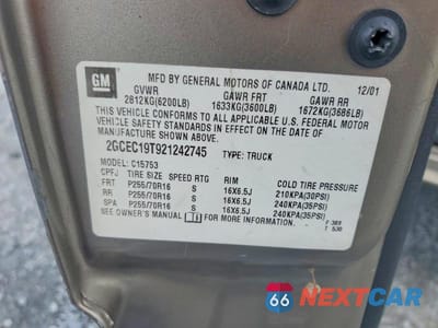 Zdjęcie 12 z 12 samochodu: 2002 CHEVROLET SILVERADO C1500 VIN:2GCEC19T921242745 - miniatura