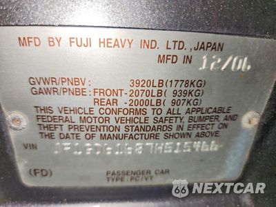 Zdjęcie 12 z 12 samochodu: 2007 SUBARU IMPREZA 2.5I VIN:JF1GD61687H515466 - miniatura