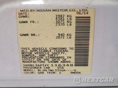 Zdjęcie 12 z 12 samochodu: 2015 NISSAN ALTIMA 3.5 SL VIN:1N4BL3AP1FC116348 - miniatura