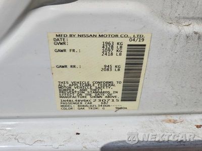 Zdjęcie 12 z 12 samochodu: 2019 NISSAN ALTIMA S VIN:1N4BL4BV6KC230715 - miniatura