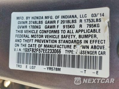 Zdjęcie 12 z 12 samochodu: 2014 HONDA CIVIC LX VIN:19XFB2F57EE233066 - miniatura
