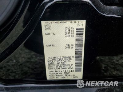 Zdjęcie 13 z 13 samochodu: 2020 NISSAN ALTIMA S VIN:1N4BL4BV3LN315548 - miniatura