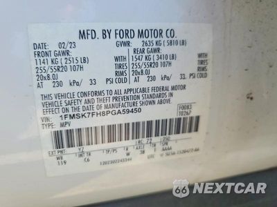 Zdjęcie 13 z 13 samochodu: 2023 FORD EXPLORER LIMITED VIN:1FMSK7FH8PGA59450 - miniatura